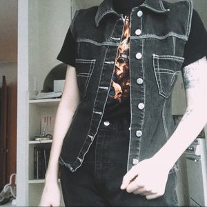 Vintage Black La Foret Jeans Denim Vest